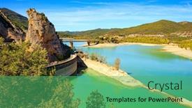  Presentation with water dam - Slides having magnificent-scenic-dam-collects background and a seafoam green colored foreground