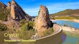  Presentation with water dam - PPT layouts enhanced with magnificent-scenic-dam-collects background and a  colored foreground