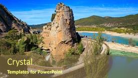  Presentation with water dam - Theme featuring magnificent-scenic-dam-collects background and a tawny brown colored foreground