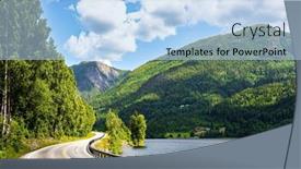  Presentation with green lake - PPT theme with magnificent-scenic-road-to-roldal background and a light blue colored foreground