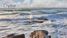  Presentation with crash - PPT layouts consisting of magnificent storm in the mediterranean storm waves crash against the rocks on the breakwater embankment tel aviv sunset spring background and a light blue colored foreground