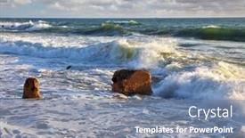  Presentation with sea sun - Colorful slide set enhanced with magnificent storm on mediterranean sea sea foam shines on the sun new quay in tel aviv a sunset spring backdrop and a seafoam green colored foreground