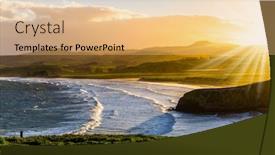  Presentation with pacific island - PPT theme featuring magnificent-summer-sunset background and a coral colored foreground