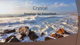  Presentation with spring break - Audience pleasing PPT theme consisting of magnificent sunset on mediterranean sea storm waves break about breakwater stones on quay tel aviv spring backdrop and a light blue colored foreground