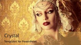  Presentation with tribal - PPT theme having magnificent traditional female dance background and a yellow colored foreground