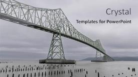  Presentation with steel bridge - Presentation theme with magnificient-structure-of-astoria-megler background and a light gray colored foreground