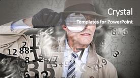  Presentation with spy - PPT layouts featuring magnifier against elegant pattern background and a gray colored foreground