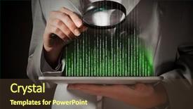  Presentation with binary - Theme enhanced with magnifier glass examining binary background and a tawny brown colored foreground