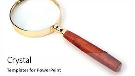  Presentation with black hand - Beautiful slides featuring magnifier isolated on white background backdrop and a white colored foreground