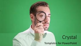  Presentation with investigation - Amazing PPT layouts having magnifier on color background backdrop and a  colored foreground