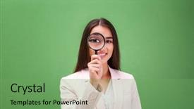  Presentation with investigation - Slide set with magnifier on color background background and a  colored foreground