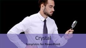  Presentation with dark - Slide set featuring magnifier on dark background background and a  colored foreground