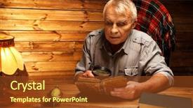  Presentation with vintage book - Slide deck enhanced with magnifier reading vintage book background and a  colored foreground