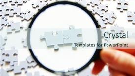  Presentation with magnifying glass - Slides with search sientific - hand with magnifying glass background and a coral colored foreground