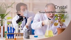  Presentation with lab - Presentation design having laboratory tree - two chemists working background and a  colored foreground