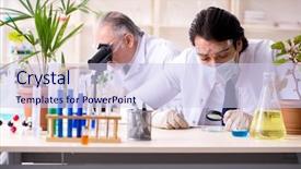 Presentation with lab - Cool new PPT layouts with laboratory tree - two chemists working backdrop and a  colored foreground