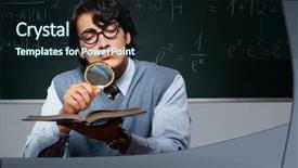  Presentation with math teacher - Slide deck enhanced with committed solutions - young math teacher in front background and a  colored foreground