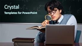  Presentation with math teacher - Beautiful theme featuring committed solutions - young math teacher in front backdrop and a  colored foreground