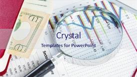  Presentation with data analytics - Colorful slide set enhanced with magnifing-glass-and-documents backdrop and a sky blue colored foreground