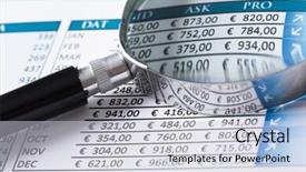  Presentation with data analytics - PPT layouts with magnifing glass and documents with analytics data lying on table background and a light gray colored foreground