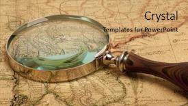  Presentation with ancient map - Slide deck enhanced with magnifying glass and ancient old background and a coral colored foreground