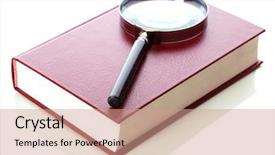  Presentation with magnifying glass - PPT layouts consisting of magnifying glass and book isolated background and a coral colored foreground