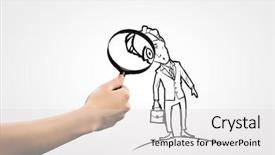  Presentation with magnifying glass - PPT theme consisting of magnifying glass and caricature background and a light gray colored foreground