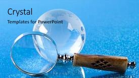  Presentation with magnifying glass - Slide set with magnifying glass and globe background and a light blue colored foreground