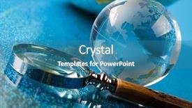  Presentation with magnifying glass - Presentation featuring magnifying glass and globe background and a teal colored foreground