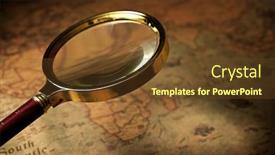 Presentation with old map - PPT theme with magnifying-glass-and-old-navigation background and a tawny brown colored foreground