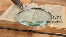  Presentation with vintage book - Colorful PPT theme enhanced with magnifying glass and old vintage book backdrop and a mint green colored foreground