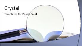  Presentation with magnifying glass - Theme with magnifying glass and open book background and a white colored foreground