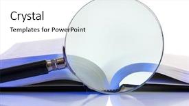 Presentation with book wide open - Presentation consisting of magnifying glass and open book background and a white colored foreground