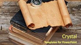  Presentation with scroll paper - Colorful PPT layouts enhanced with magnifying glass and paper scroll backdrop and a tawny brown colored foreground