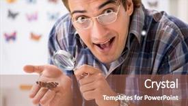  Presentation with new born heathl professionnal - Cool new slides with magnifying glass butterfly - student entomologist studying new species backdrop and a  colored foreground