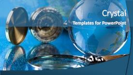  Presentation with magnifying glass - Audience pleasing presentation design consisting of magnifying glass compass and globe backdrop and a teal colored foreground