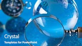  Presentation with blonde holds a magnifying glass - Colorful presentation theme enhanced with magnifying glass compass and globe backdrop and a teal colored foreground