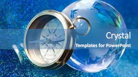  Presentation with detective magnifying glass - Presentation design consisting of magnifying glass compass and globe background and a teal colored foreground