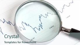  Presentation with market data - Cool new PPT theme with magnifying glass data - analyzing the stock market backdrop and a sky blue colored foreground
