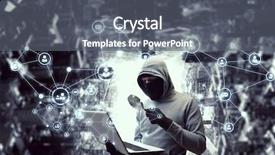  Presentation with data privacy - Presentation consisting of magnifying glass data - computer privacy attack mixed media background and a gray colored foreground