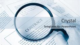  Presentation with contract - Slides having magnifying glass examing a business background and a light blue colored foreground