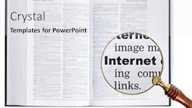  Presentation with dictionary - PPT layouts having magnifying-glass-held-over background and a white colored foreground