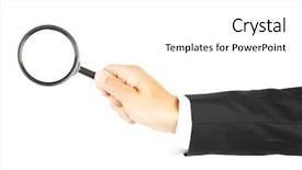  Presentation with detective magnifying glass - Audience pleasing slide set consisting of magnifying glass in hand isolated backdrop and a white colored foreground