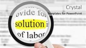  Presentation with magnifying glass - Beautiful presentation design featuring magnifying-glass-in-hand backdrop and a light gray colored foreground