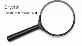  Presentation with lens - PPT layouts having magnifying-glass-lens-on-white background and a white colored foreground