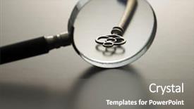  Presentation with magnifying glass - Presentation theme with magnifying-glass-on-a-key background and a gray colored foreground