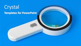  Presentation with magnifying glass - Presentation enhanced with magnifying-glass-on-blue-background background and a teal colored foreground