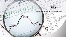  Presentation with stock exchange - PPT theme consisting of magnifying glass on exchange chart background and a light gray colored foreground