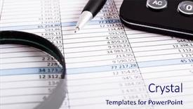  Presentation with business calculator - Slide deck consisting of maths finance - calculator and magnifying glass background and a sky blue colored foreground