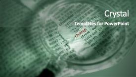  Presentation with green color - Amazing PPT theme having magnifying glass red - find word of change backdrop and a ocean colored foreground